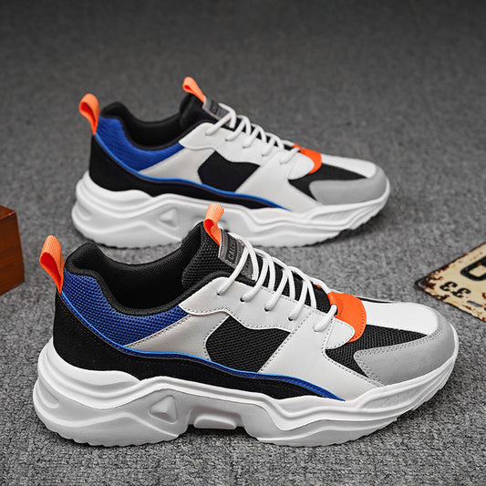 Men's casual sports shoes, thick-soled multi-color block Men's casual shoes, low-top street fashion breathable mesh shoes, suitable for daily leisure, running, jogging and other outdoor activities