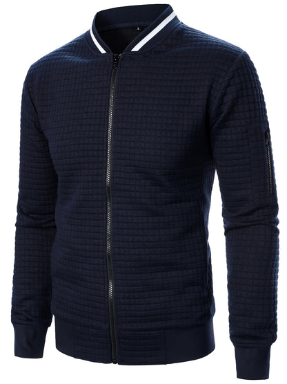 Men'S Zip-Up Jacket - Full-Zip Front Closure, Stand Collar, Lightweight Outerwear for Office, Casual & Formal Events - Spring/Fall Transitional Clothing - Easy-Care Modern Men'S Coat, Zip Up Jacket, Autumn Layering, Sleek Des