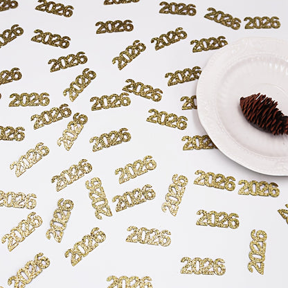 50 Glittering Golden 2026 Confetti - Elegant Numbered Party Decorations for New Year's Eve, Holiday Paper Scatterings, Christmas and Celebration Tabletop Accents. Perfect as Tablescape Dispersal or Wall & Floor Décor – Ide