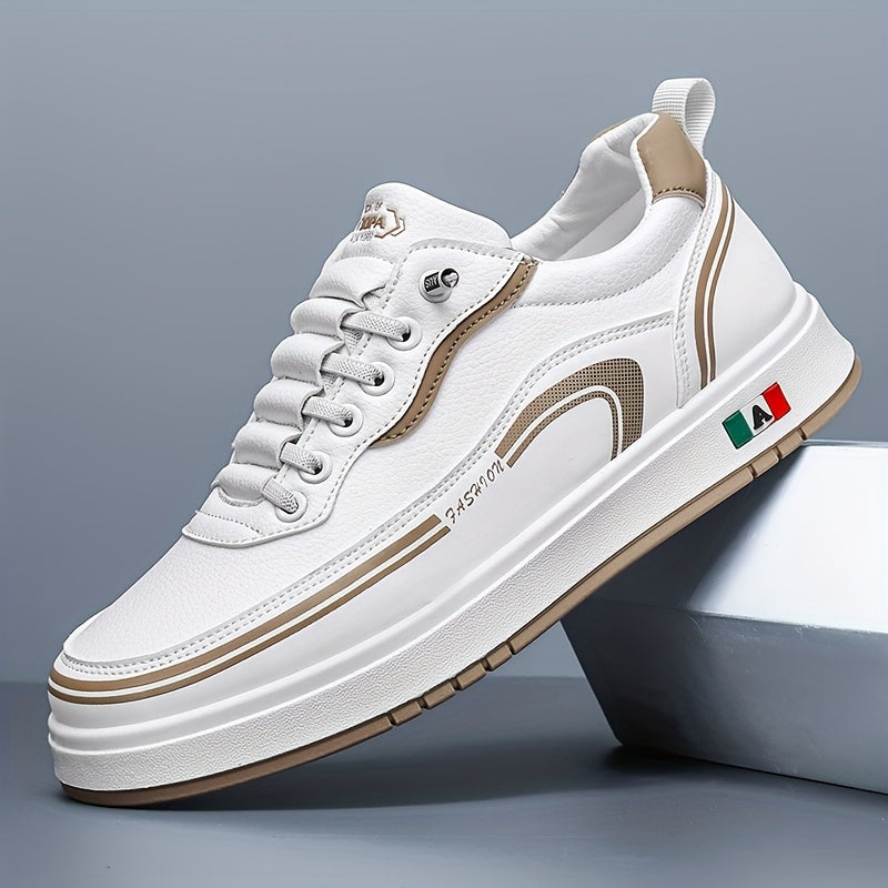 FC06 Men'S Casual Sneakers - Black  White Low-Top Lace-Up Shoes with Italian Flag Design, Faux Cover Upper, Cushioned PVC Sole, Breathable Fabric Lining for All-Season Comfort, Everyday Footwear, Modern Sneakers, Fabric Line