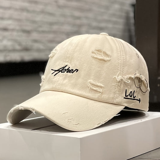 1/2pcs Vintage Ripped Baseball Cap Washed Distressed Dad Hats Letter Embroidery Hip Hop Sun Hats for Women & Men