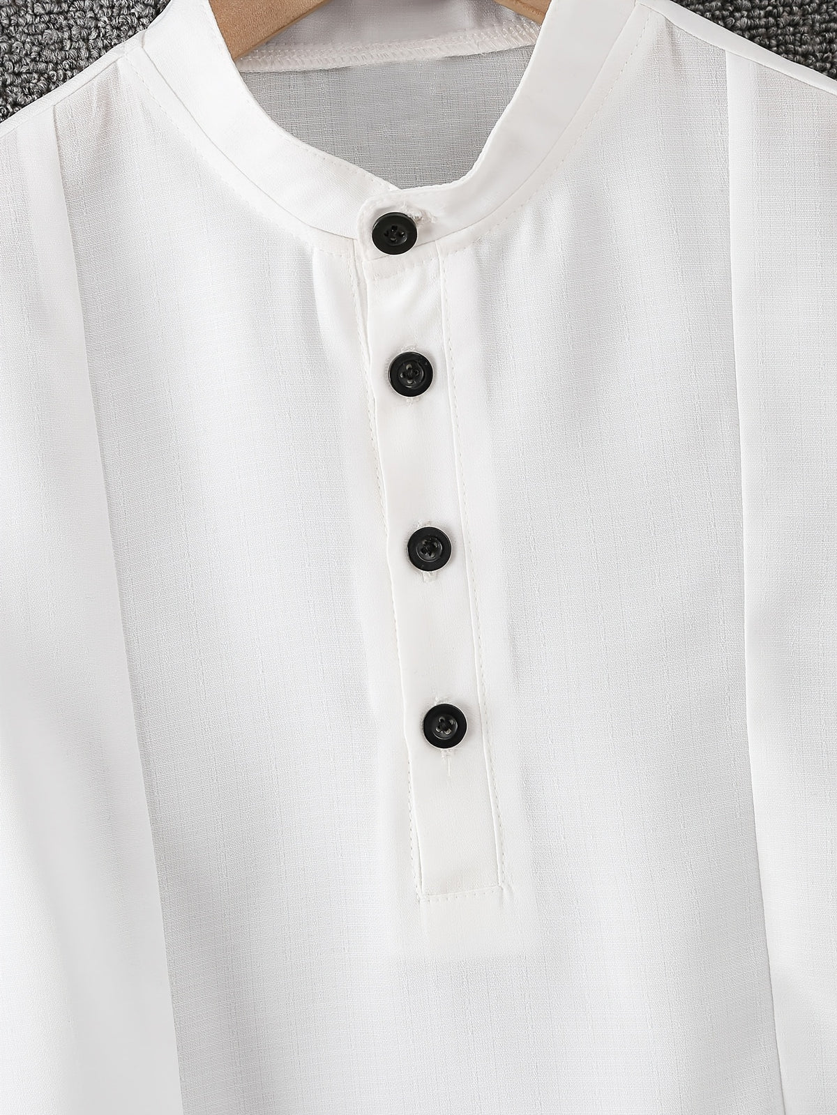 Boys' Short Sleeve Stand Collar Shirt with Contrast Buttons