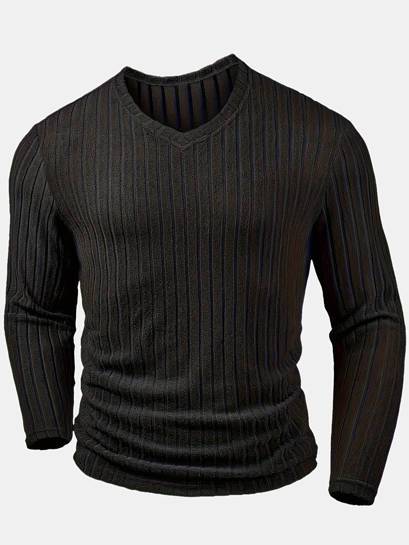 Men's V-Neck Striped Sweatshirt - Comfortable Casual Basic