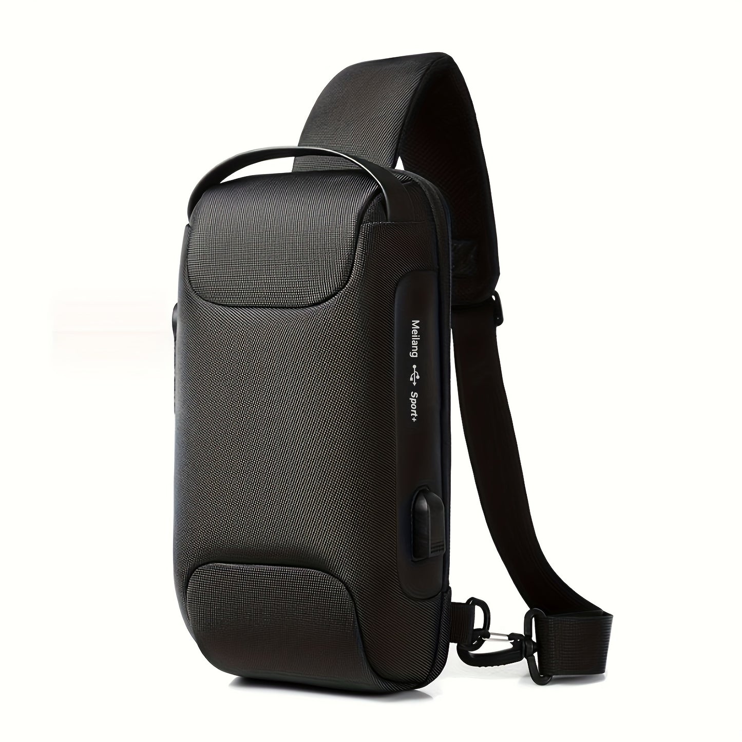 Men's Lightweight Crossbody Backpack with USB Charging Port  Password Lock, Adjustable Anti-Theft Shoulder Bag for Travel, Commuting, Daily Use - Durable Polyester Casual Daypack, Secure Travel Bag   Minimalist Backpack   Sl