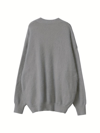 Plus Size - Women'S Cozy Yellow V-Neck Sweater with Pearl Buttons & Fleece-Lined Cuffs - Asymmetrical Hem, Geometric Pattern, Casual Winter Pullover for Casual Attire, Winter Apparel | Vneck Sweater | Pearl Button Details, Sw