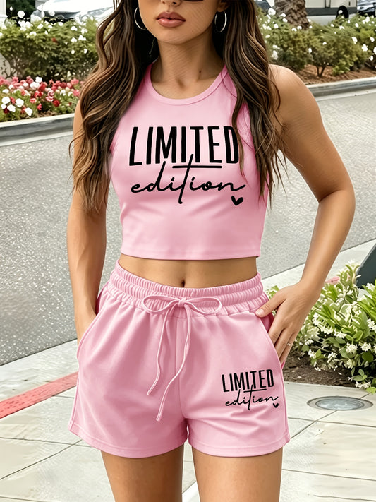 Casual Women's Two-Piece Set with Printed Top and Shorts