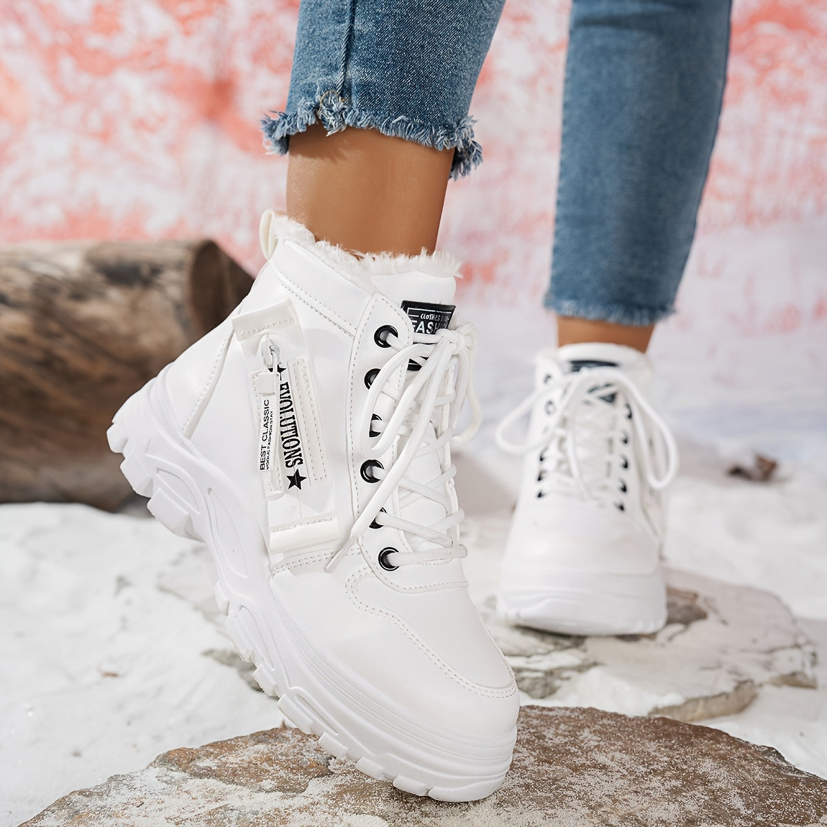 Women'S Winter Snow Boots - Warm Lined, Non-Slip, High-Top Outdoor Casual Shoes with Ribbed Cushioning, Black, Perfect for Cold Weather Activities, Winter Footwear | Stylish Winter Boots | Durable Footwear