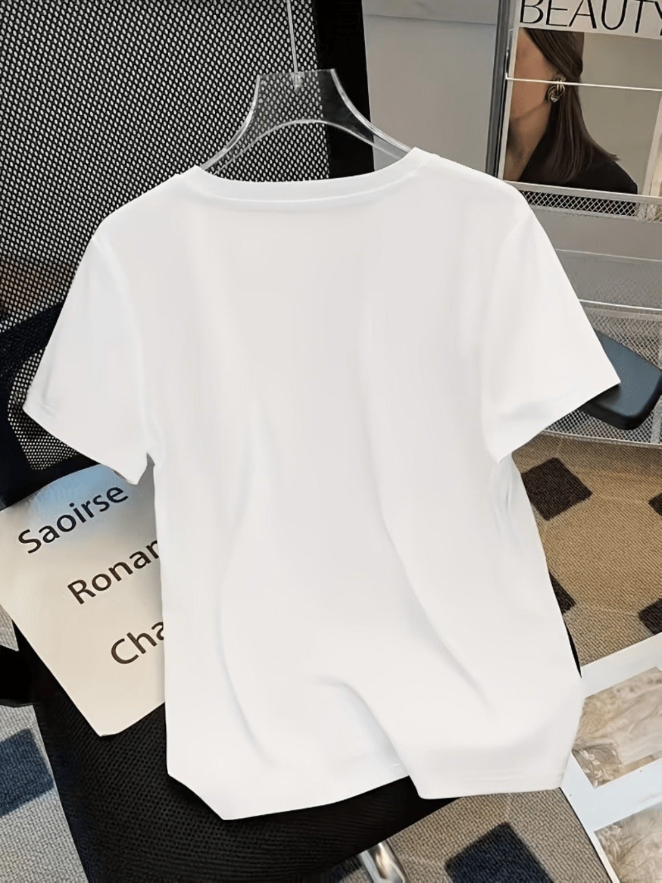 Women's Casual Cotton T-Shirt with Clover Heart Print