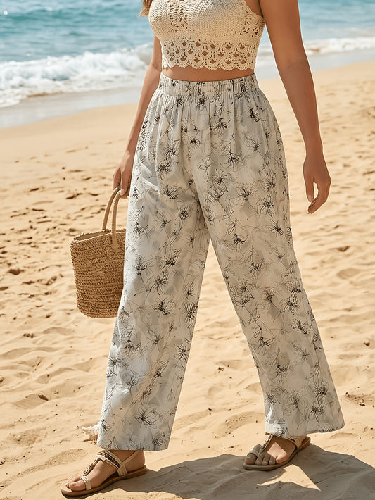 Plus Size Wide Leg High Waist Palazzo Pants for Spring/Summer - ayq