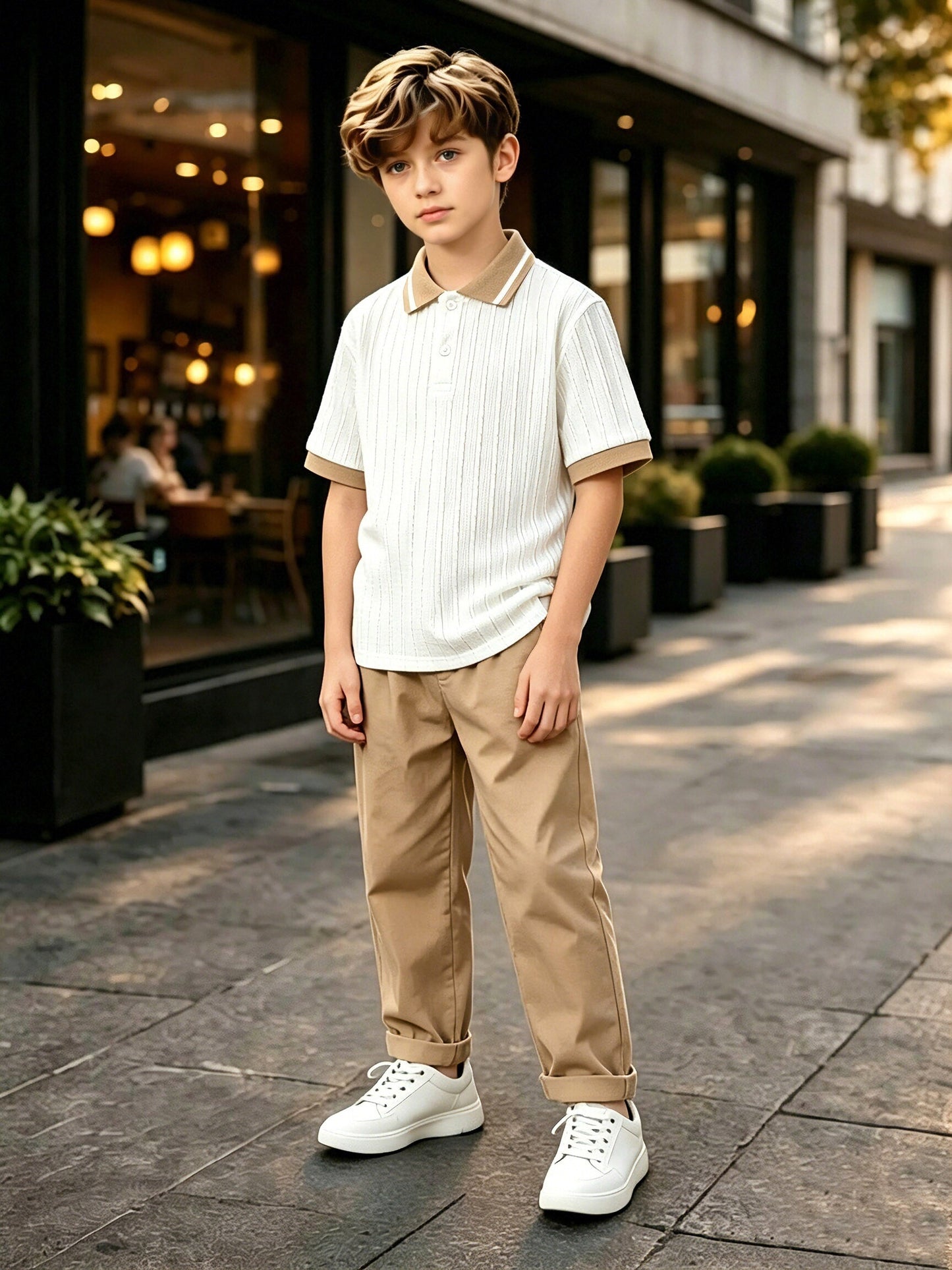 Boys' Casual Summer Polo Shirt & Khaki Trousers Set