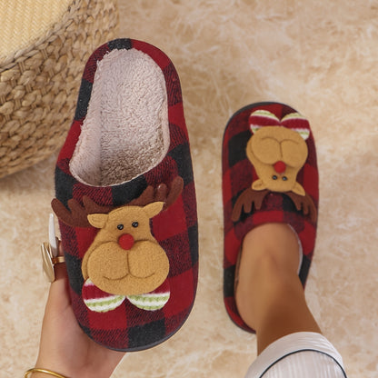 Classic Christmas Themed -Lined Slippers - Lightweight Indoor/Outdoor House Shoes, Christmas/Reindeer Antlers, Suitable for Bedroom, Living Room, or Vacation Wear, Men's Slippers, Women's Slippers, Couple Slippers, Comfortabl