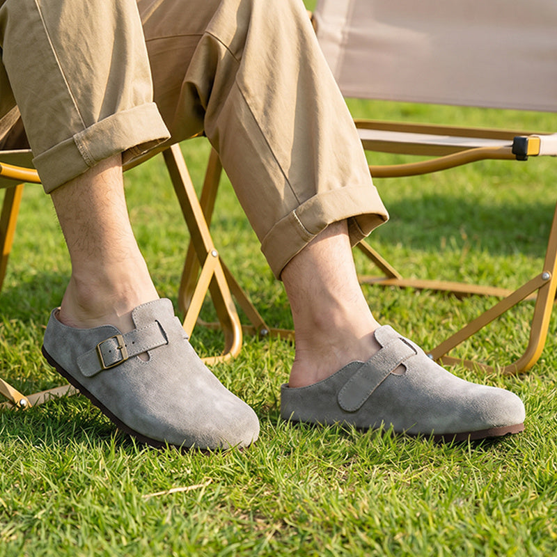 Men's Comfortable Backless Slip-On Slippers with Thick Sole