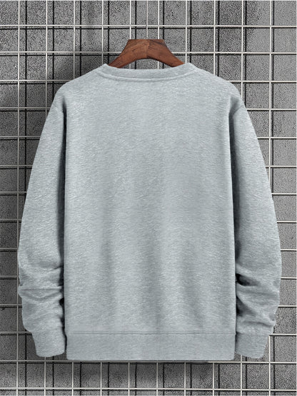 Men'S Happy New Year Sweatshirt - Light Grey with Orange Lettering - Regular Fit Crewneck Pullover for New Year'S Eve, NYE Parties & Casual Attire - Non-Permanent Celebration Sweater for Everyday & Special Occasions, New Year