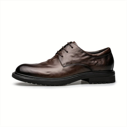 Men's Handmade Leather Derby Shoes Business Formal Low Top