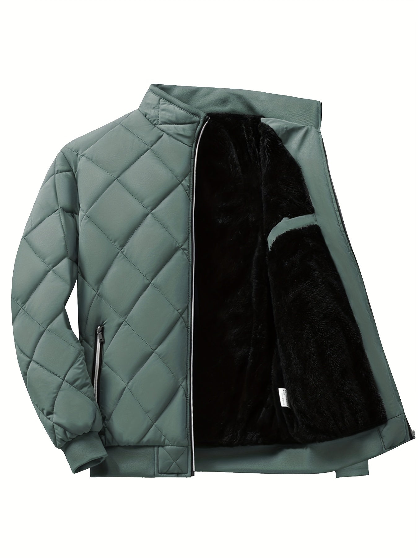 Men'S Lightweight Quilted Jacket - Solid Color Stand Collar Winter Coat with Pockets, Casual Regular Fit for Cold Weather, Versatile Outerwear, Durable Outerwear