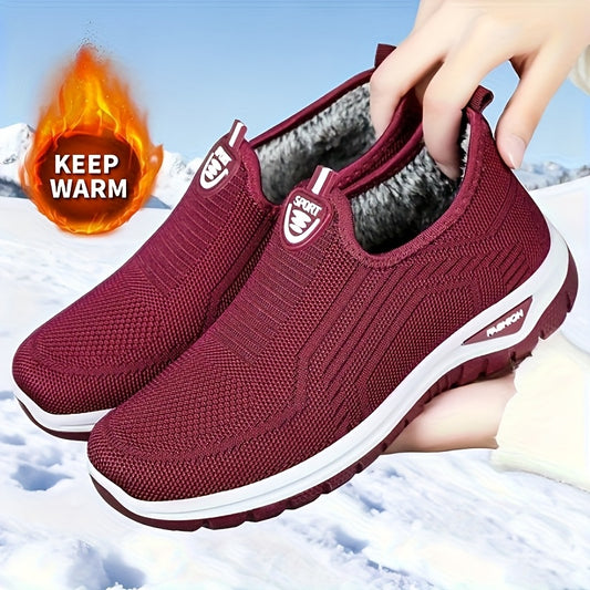 Women's Plus Size Fleece-Lined Warm Boots, Versatile Thickened Soft Sole Simple Boots