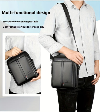 Men'S Genuine Backpack - Adjustable Strap, Multiple Compartments, Large Capacity for Daily Commute  Business, Black, Commuting Backpack, Sleek Design, Textured Finish