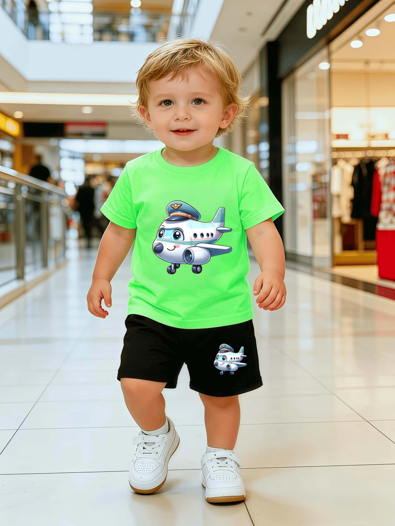 Baby Boy Summer T-Shirt & Shorts Set with Airplane Print