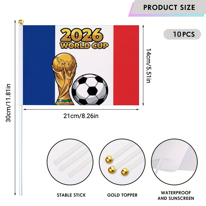 2026 World Cup Fan Handheld Banner with Trophy and French Flag