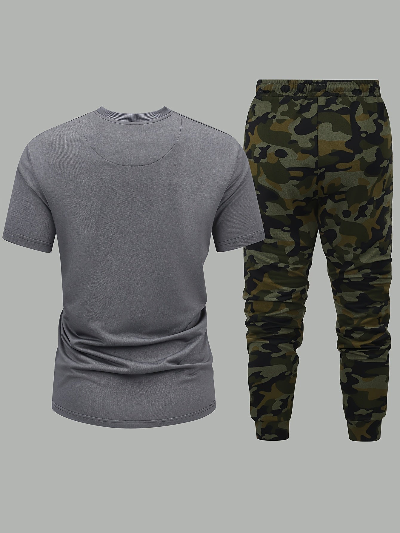 Men'S Camouflage Short Sleeve T-Shirt & Pants Set - Breathable, Quick-Dry Knit Fabric, Casual Style, Regular Fit, Ideal for Outdoor Activities, Hiking, and Fishing, Outdoor Clothing | Casual Style | Comfortable Fit
