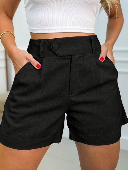 Women's Solid Color Elegant Commuter Shorts for Summer