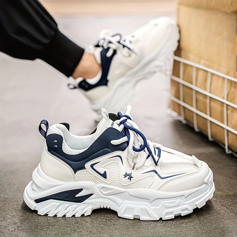 Men'S Athletic Shoes on, Stylish Thick-Soled Sneakers, Casual And Sporty Elevated Breathable Mesh Shoes, Low-Top Lace-Up Active Footwear, Comfortable Men'S Sports Shoes for All Seasons.