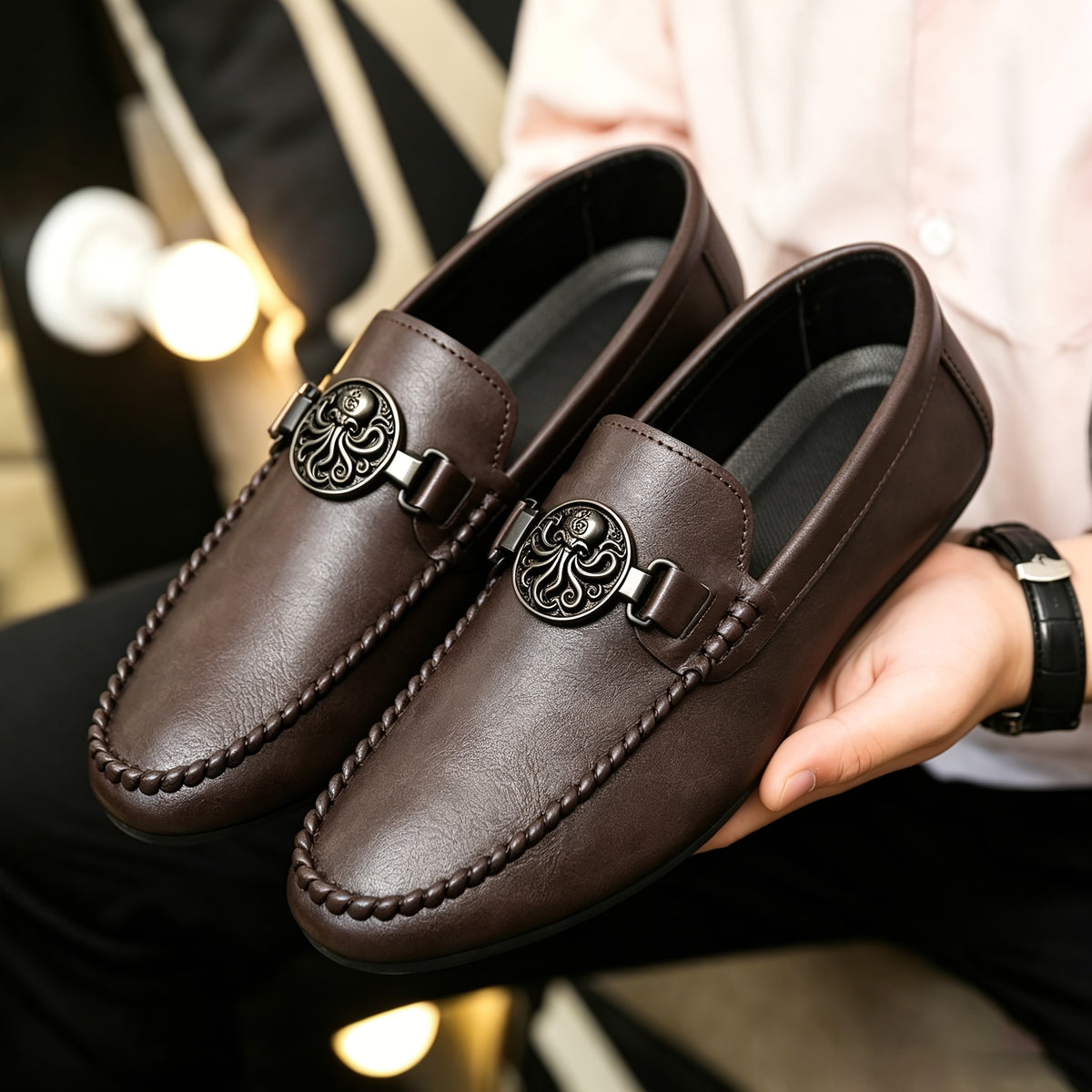 Men's Solid Color Casual Low-Top Beanie Shoes with Flat Sole