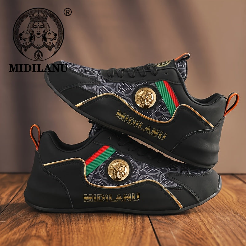 Men's Lightweight Casual Sneakers with Linear Design - All Season
