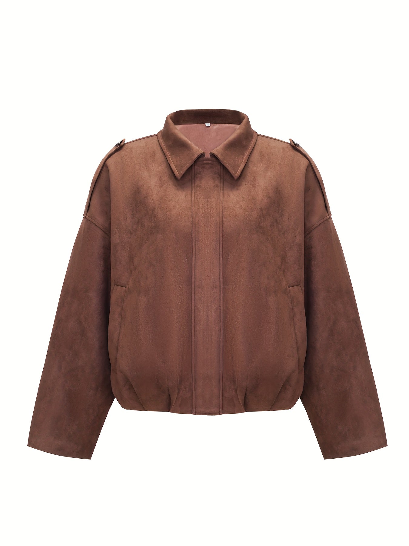 Women's Retro Motorcycle Jacket - Collar Winter Coat with White Piping, Brown Biker Outerwear, Machine Washable Non-Stretch Windbreaker for Fall/Winter, Casual & Motorcycle Riding (Solid Color)