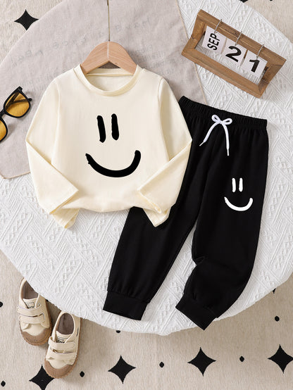 Boys' Casual Cotton Long Sleeve Top & Pants Set for Spring/Fall