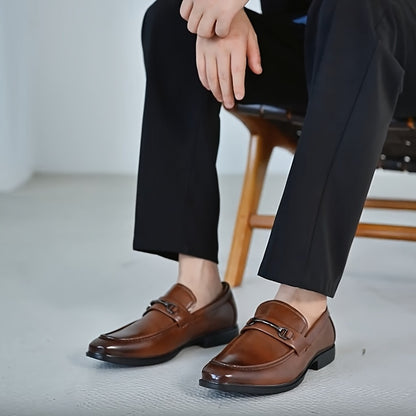 Men's Classic Metal Buckle Slip-On Loafers for All Seasons