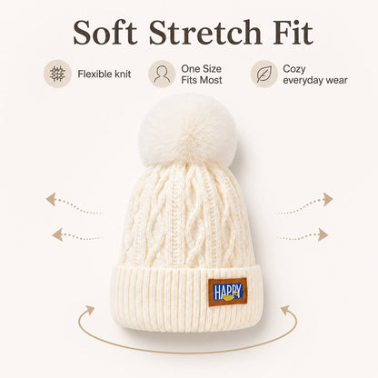 Women’s Lightweight Knit Pom-Pom Winter Hat - Warm & Trendy