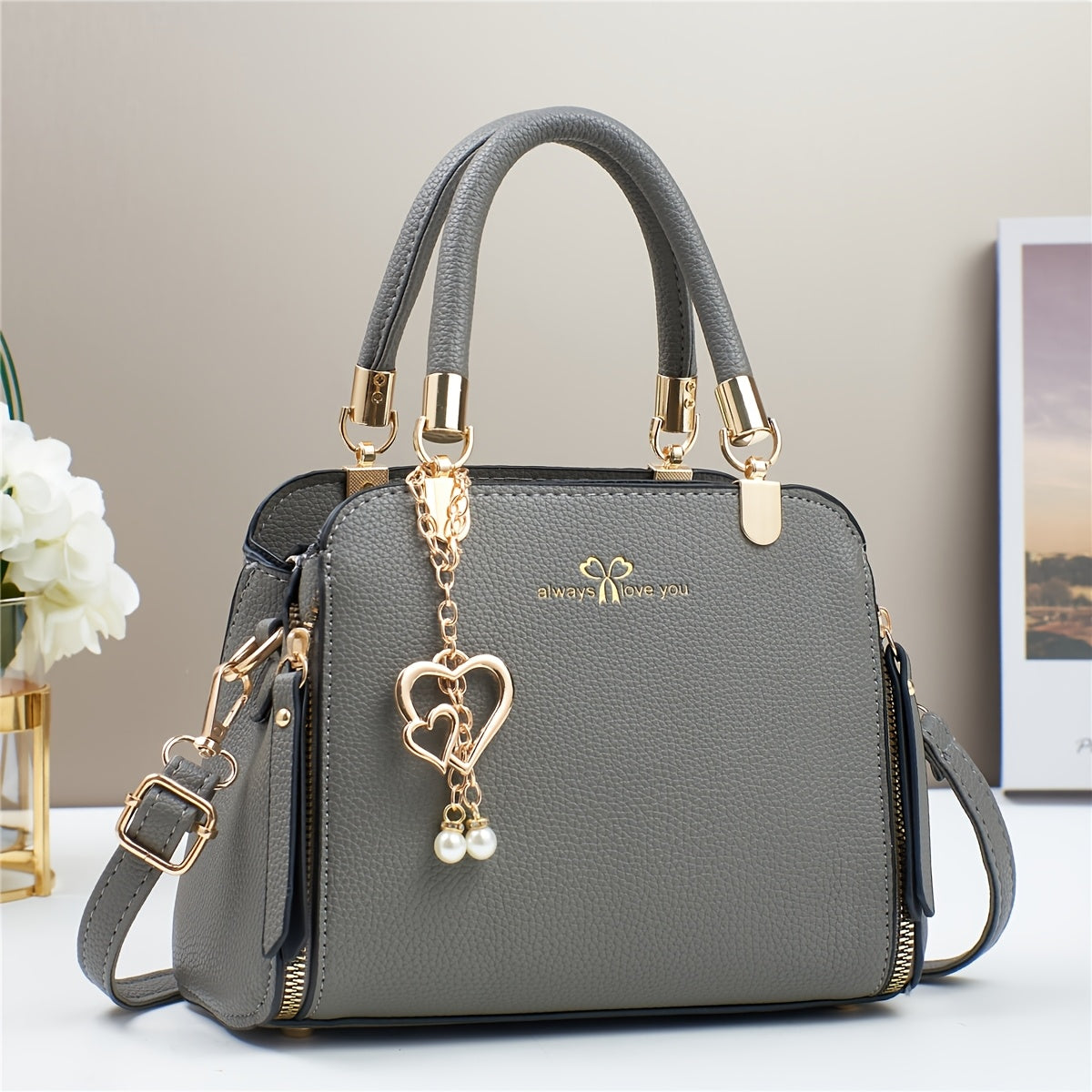 A Stylish And Versatile Women'S Bag with a Large Capacity, Featuring a Minimalist Trendy Design And a Textured Lychee Pattern, Suitable for Shoulder, Crossbody, Or Hand Carry.