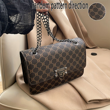 Women'S Fashion Large-Capacity Shoulder Bag | Crossbody Chain Bag for Middle-Aged Women, Faux Leather, Geometric Pattern, Multiple Colors, Buckle Closure | Care Instructions: Do not wash, Paint: Yes, Lining: Faux Leather