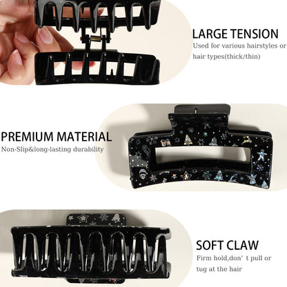 8pcs Set Sparkling Snowflake & Christmas Hair Clips and Scrunchies Bundle - Red/Green/Black/Golden Winter Hair with Elastic Bands, Holiday Party Favors for Women &, Gift Set (Snowflake Patterns, Bows, Bell Designs)