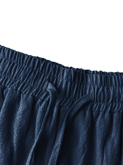 Men'S Light Blue Linen Shorts - Casual & Comfortable with Pockets, Drawstring Waist, Perfect for Summer Beach Outings and Casual Attir