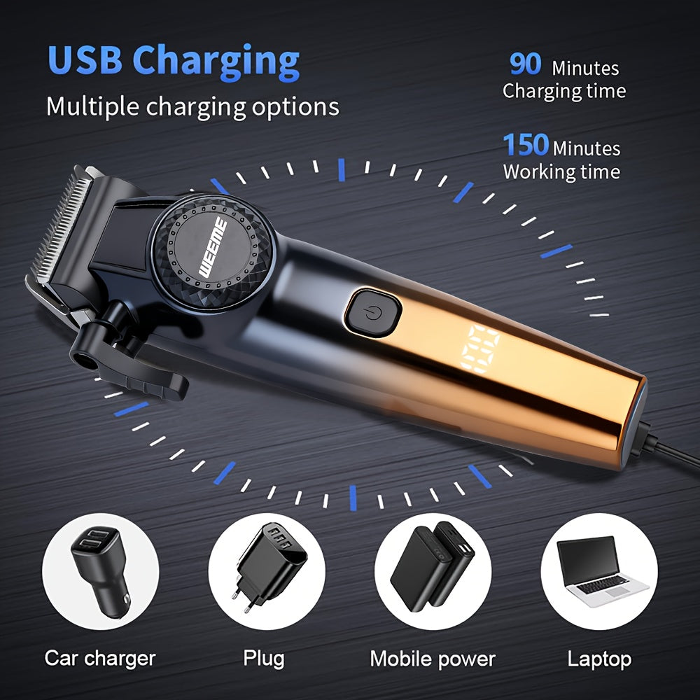 WEEME Men's Hair Clipper with Limit Comb - Professional -Suitable (Clipper Compatible) Hair Cutting for Shaving, Body Grooming & DIY Hairstyles - & Portable Barber-Grade Clipper for Men (Golden, Green, Black)