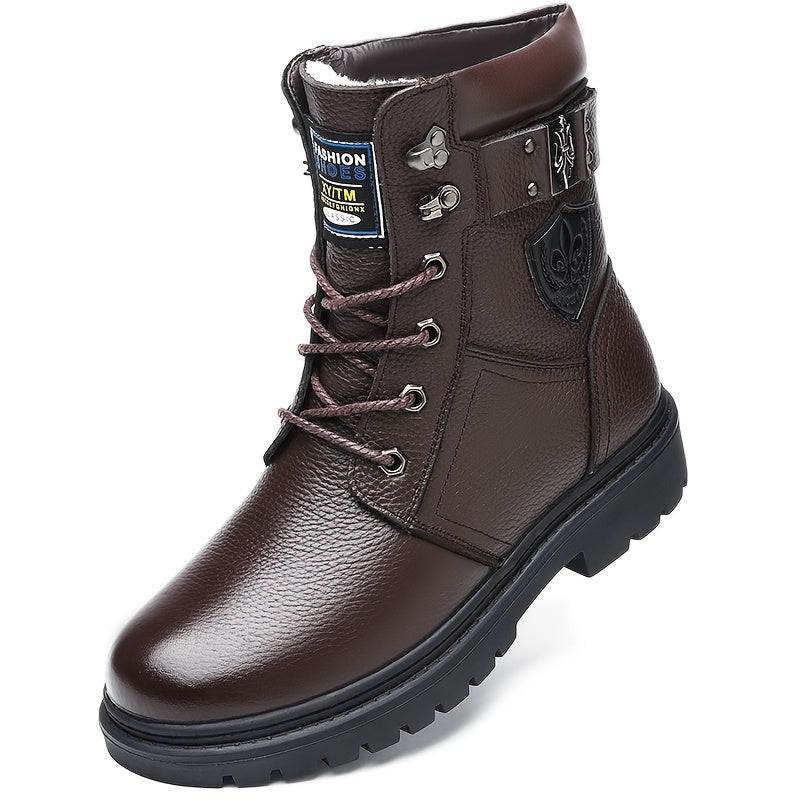 Men's Fleece-Lined High-Top Winter Boots Warm Outdoor Shoes