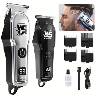 A Professional Men'S Electric Hair Clipper Set with an LED Display, an Electric Shaver, Four Guide Combs for Zero-Gap Cutting, a Small Brush, TYPE-C Charging, Perfect As a Gift for Men, Father'S Day Presents - ayq