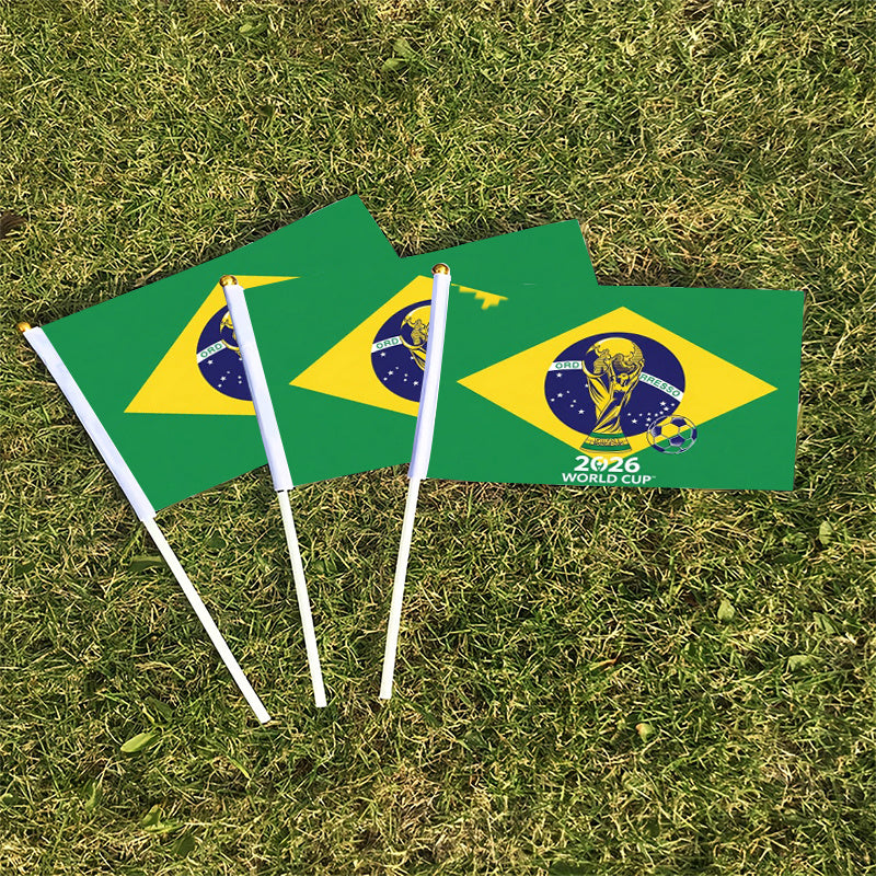 FIFA 2026 World Cup Handheld Flag with Trophy & Soccer Design