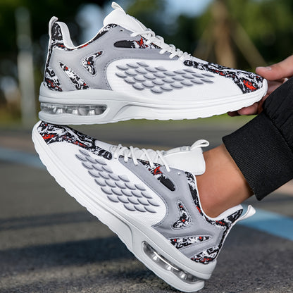 Men'S Stylish Athletic Sneakers - Breathable Mesh Upper, Lightweight Air Cushion Sole, Lace-Up Running Shoes with Tiger Design, Comfortable for Casual  Training Wear