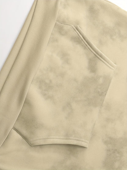 New Trendy Fashion Raglan Sleeve Colorblock Hoodie and Loose Cuffed Drawstring Cargo Pants with Multiple Pockets, Casual Daily Comfortable Versatile Breathable Hooded Sweatshirt and Loose Long Pants 2pcs Set with Stylish Prin