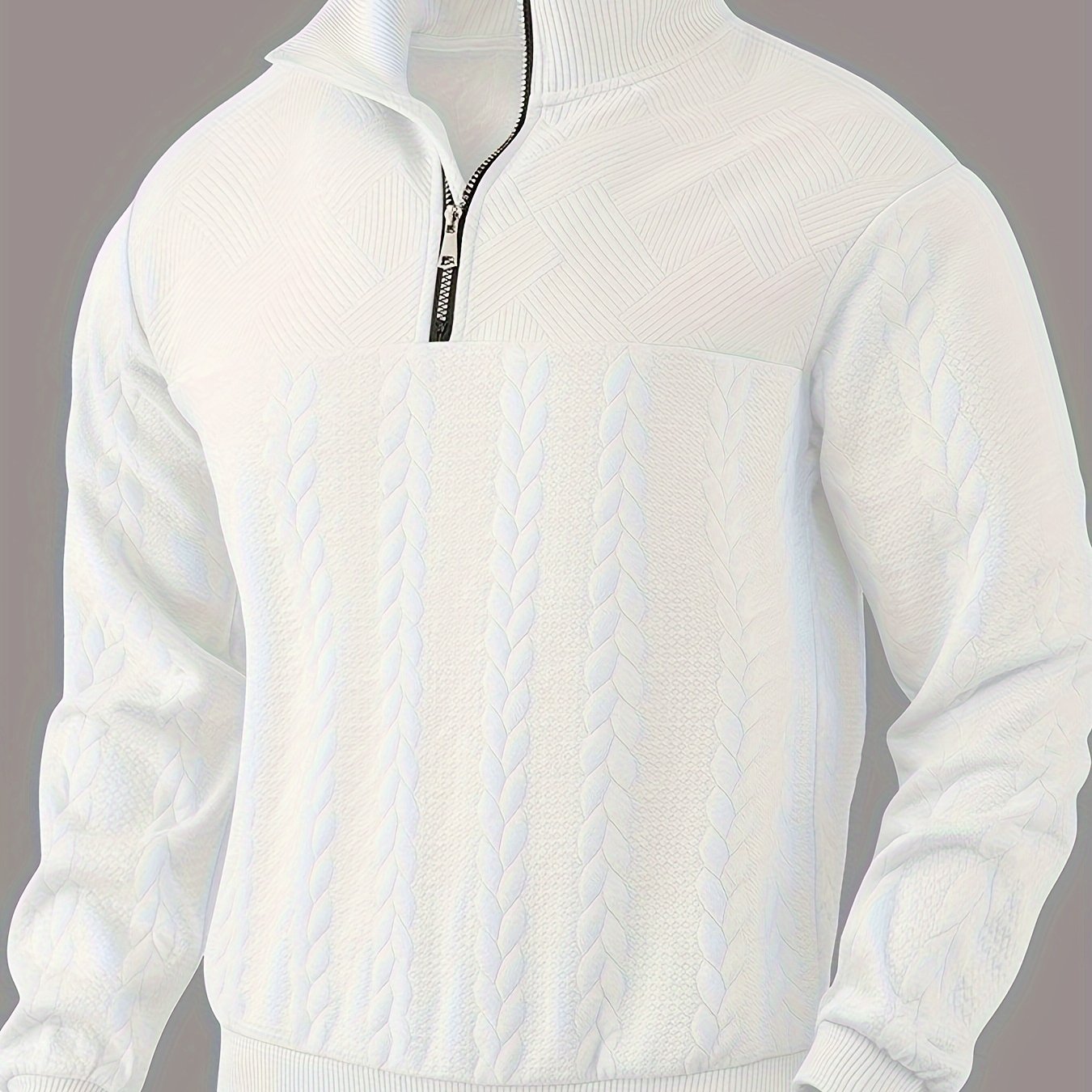 Cross-Border American Retro Casual Stand-Up Collar Zip-Up Loose Knitted Heavyweight Patchwork Jacquard Long-Sleeve Sweatshirt for Autumn And