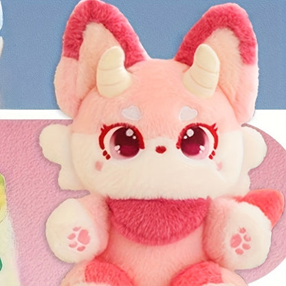 Cute Little Devil Fox Plush Toy - Soft Pink Stuffed Animal with Big Eyes, Hugging Companion, Bedtime & Home Decor, Perfect Gift for Birthdays, Christmas, Valentine'S Day, Stuffed Animal, Cozy Home Accessory, Playful Design, F