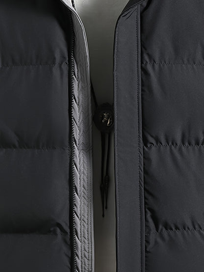 Men'S Heavyweight Winter Hooded Jacket - Thermal Insulated Cold Weather Coat with Zipper Closure, Long Sleeve Outerwear for Hiking, Skiing, Thick, Hiking Gear, Sleek Design, Durable Construction, Outdoor Enthusiasts