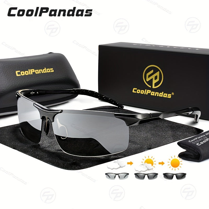 Men's Rimless Photochromic Polarized Magnesium Sunglasses