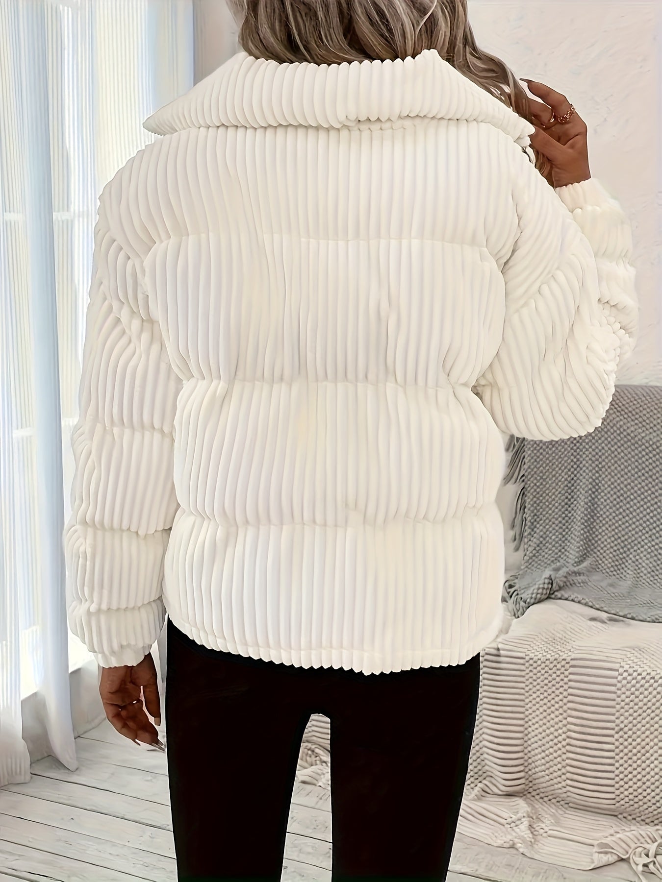 Women's White Jacket Winter Warm Short Short-Length Coat - Short-Waisted Collar & White -Like-Look (No) Trim, Hand Washable Outerwear for Casual &, Versatile Outer Layer for Dresses/Skirts