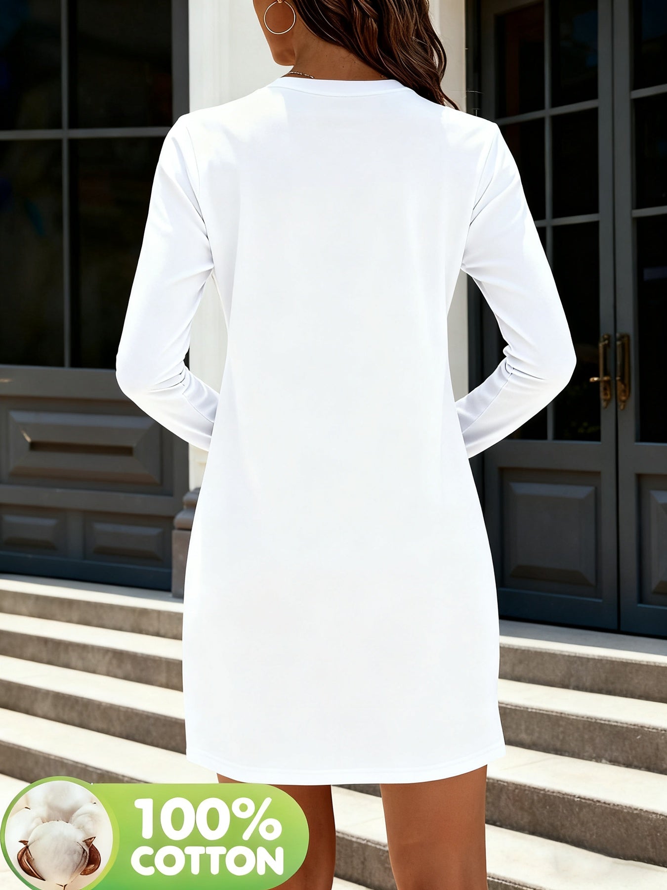 Women's Elegant 2026 New Year Sparkling "Hello 51.46meter Dress - Long Sleeve Maxi Party Dress with Round Neck, 100%, Machine Washable, Loose Fit for Wedding Guest, Prom, Special Occasions - Spring/Autumn Formal Gown (Year-Ro