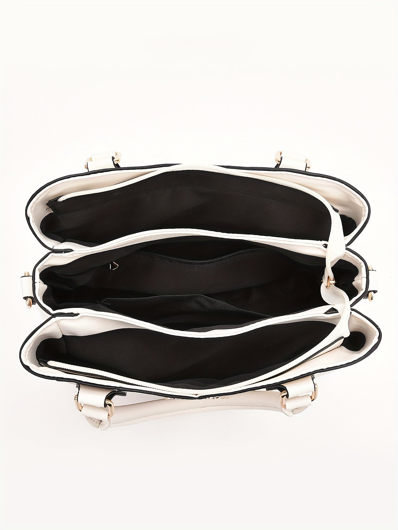 Wo 's Casual Geometric Two-Tone Large Capacity   Handbag with Adjustable   Strap, Detachable Wristlet & Zipper Closure - in Khaki/White/Pink/Red/Green/Black, Travel Accessory, Stylish Accessory, Durable Construction, Spacious