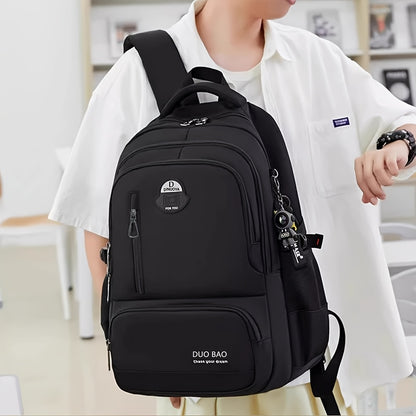 1pc DUO BAO High-Quality Knapsack - Stylish Gray  Black Backpack with 6 Large Compartments, Durable Oxford Fabric, Ideal for School, Travel, and Fitness, Casual Style, Travel Backpack   Stylish Backpack   Durable Backpack